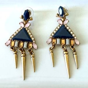 J Crew navy art deco earrings